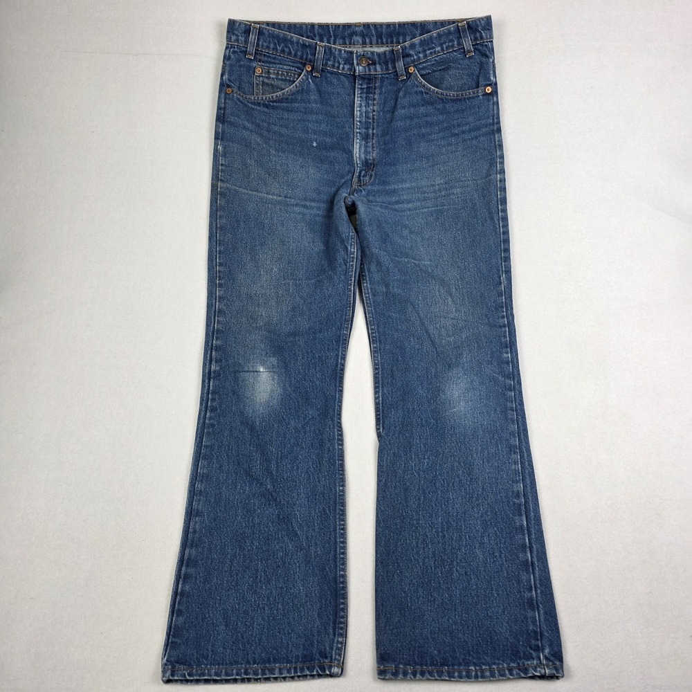 Vintage Levis 517 Boot Cut Jeans Mens 38x30 Blue Fade Western Cowboy Orange Tab